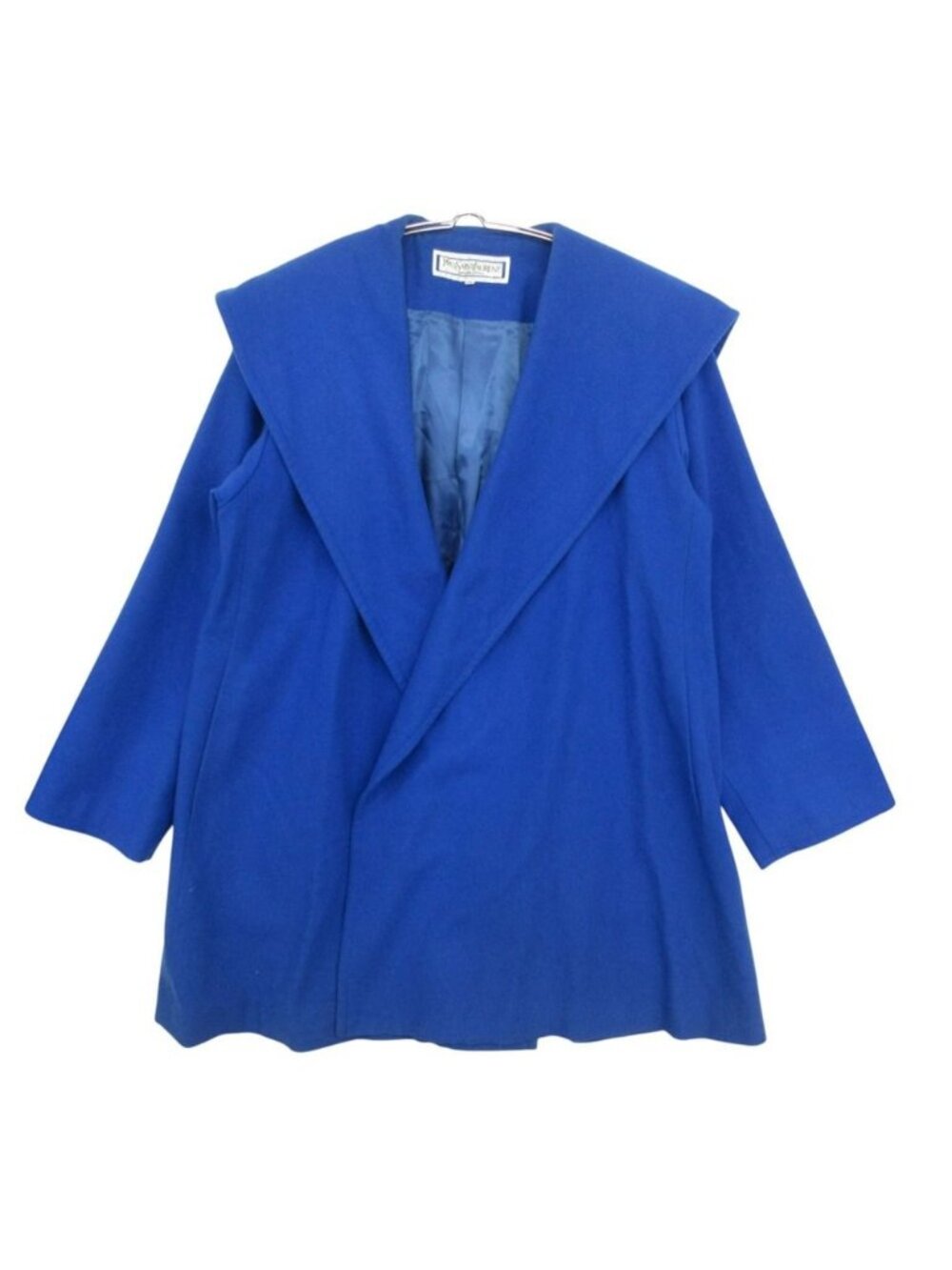Saint Laurent Coat Vintage Wool Shawl Color 100% Hoodie Blue